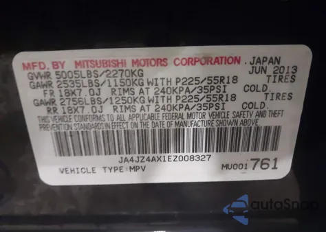 2014 Mitsubishi Outlander Gt z USA, uszkodzony, nr VIN JA4JZ4AX1EZ008327